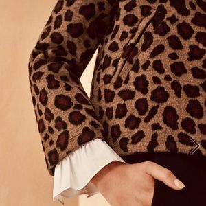 Faux fur leopard print lady jacket